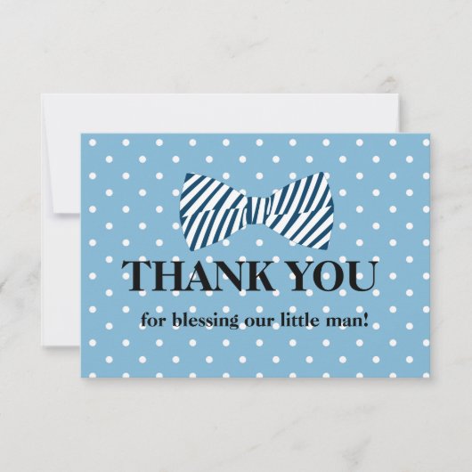 Carte de remerciements de bébé, petite cravate (Devant)