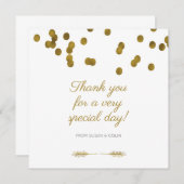 Carte de remerciements de blanc et d'or (Devant / Derrière)