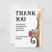 Carte de remerciements de boîte aux lettres du tra (Devant)