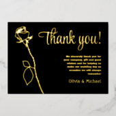 Carte de remerciements de bourgeon Rose noir et or (Recto)