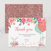 Carte de remerciements de Bunny Floral (Devant / Derrière)
