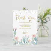 Carte de remerciements de Cactus Gold Calligraphy (Debout devant)