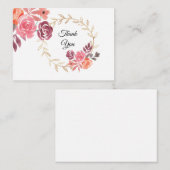 Carte de remerciements de cadre de fleurs aquarell (Devant / Derrière)