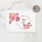 Carte de remerciements de cadre de fleurs aquarell (Devant/Arrière en situation)