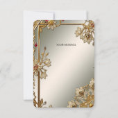 Carte de remerciements de cadre Floral Orné Or (Dos)