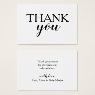 Carte de remerciements de calligraphie simple en n