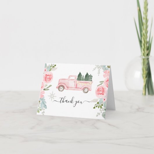 Carte de remerciements de camion de Noël d'hiver (Devant)