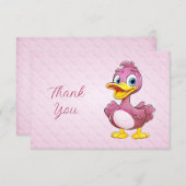 Carte de remerciements de canard rose (Devant / Derrière)