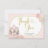 Carte de remerciements de carrousel magique rose e (Devant)