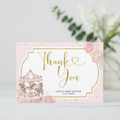 Carte de remerciements de carrousel magique rose e (Debout devant)