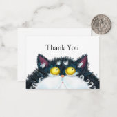 Carte de remerciements de chat Yellow Eyes (Devant/Arrière en situation)