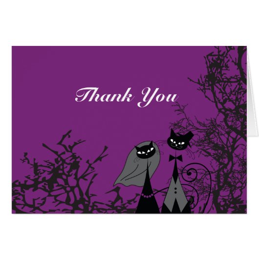 Carte de remerciements de chats d'Halloween violet (Devant Horizontal)