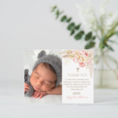 Carte de remerciements de Christening Boho Rose Go (Debout devant)