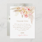 Carte de remerciements de Christening Boho Rose Go (Devant / Derrière)