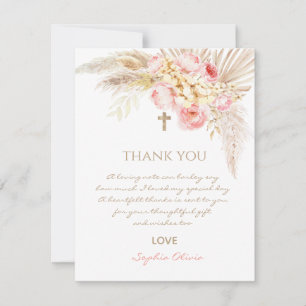 Carte de remerciements de Christening Boho Rose Go
