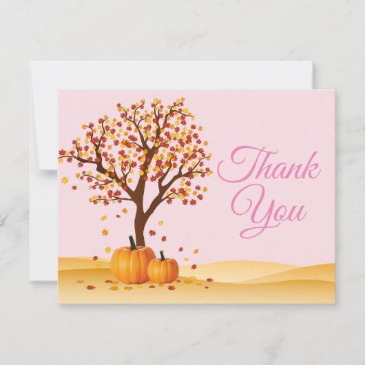 Carte de remerciements de citrouille d'arbres (Devant)