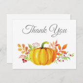 Carte de remerciements de citrouille d'automne (Devant / Derrière)