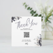 Carte de remerciements de code QR floral noir (Debout devant)