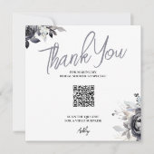 Carte de remerciements de code QR floral noir (Devant)