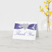 Carte de remerciements de coeur couleur bleu viole (Fleur jaune)