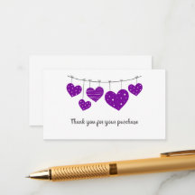 Carte de remerciements de coeur pourpre