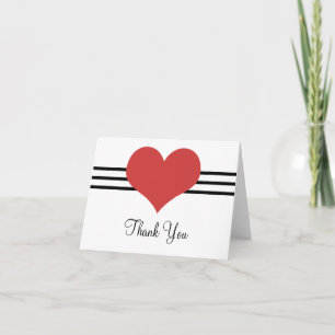 Carte de remerciements de coeur, rouge