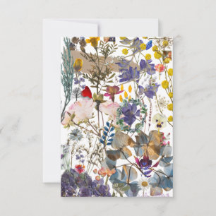Carte de remerciements de collage de fleurs (blanc