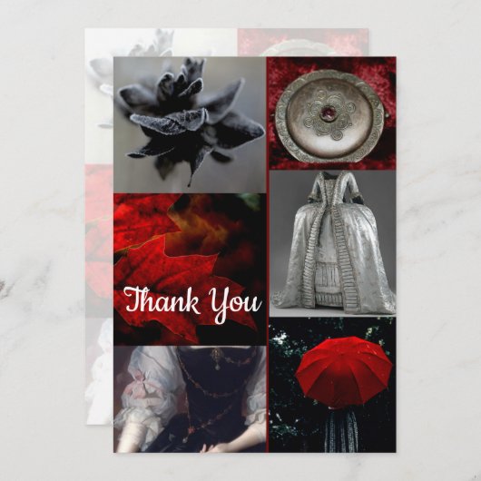 Carte de remerciements de collage noir d'argent ro (Devant / Derrière)