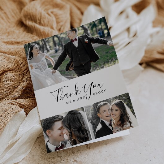 Carte de remerciements de collage photo minimalist