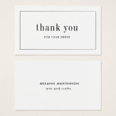 Carte de remerciements de commande élégante de pro (Devant & derrière)