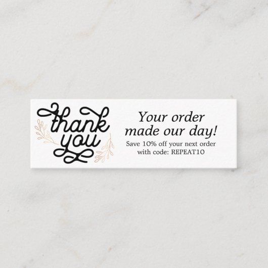 Carte de remerciements de commande personnalisée d (Devant)