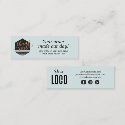 Carte de remerciements de commande personnalisée m (Devant / Derrière)