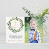 Carte de remerciements de communion de la première (Debout devant)