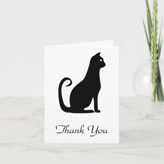 Carte de remerciements de conception de chat noir (Devant)