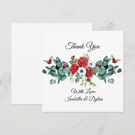 Carte de remerciements de conception de Lady Bug (Devant / Derrière)