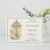 Carte de Remerciements de Condoléances avec Croix (Debout devant)