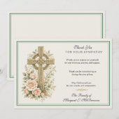 Carte de Remerciements de Condoléances avec Croix (Devant / Derrière)