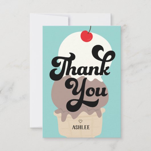 Carte de remerciements de cône de crème glacée mig (Devant)