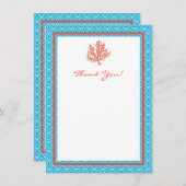 Carte de remerciements de corail rouge (Devant / Derrière)