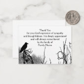 Carte de remerciements de Corbeau Silhouetté (Devant/Arrière en situation)