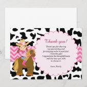 Carte de remerciements de cow-girl (Devant / Derrière)