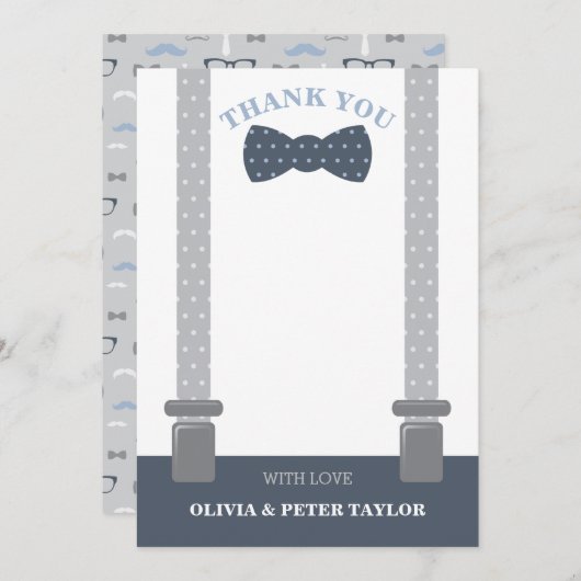 Carte de remerciements de Cravate (Devant / Derrière)