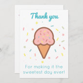Carte de remerciements de crème glacée douce (Devant / Derrière)