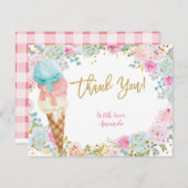 Carte de remerciements de crème glacée Pastel (Devant / Derrière)