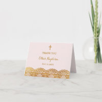 Carte de remerciements de dentelle d'or rose
