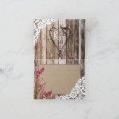 Carte de remerciements de dentelle en bois rustiqu (Intérieur)