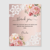 carte de remerciements de dentelle rose or (Devant)