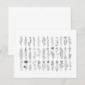 Carte de remerciements De Dessin D'Encre Fleurs Et (Devant / Derrière)