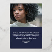 Carte de remerciements de diplôme | Bleu avec huil (Verso)