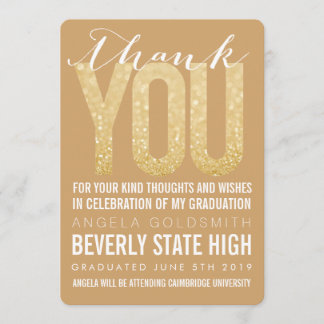 Carte de remerciements de diplôme en typographie d